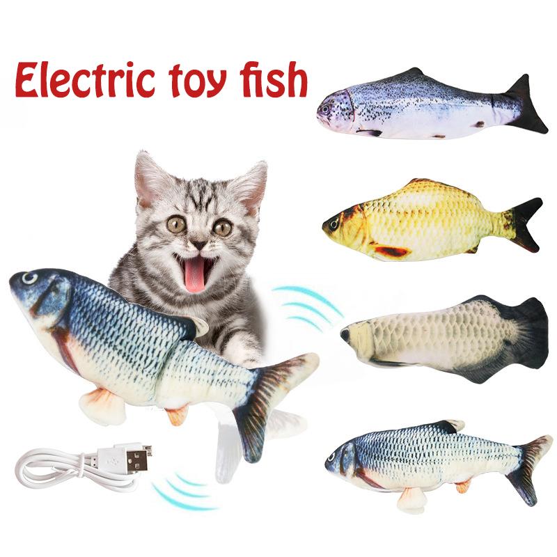 

New electronic floppy fish pet cat toy simulation moving Fish cat Toy for Chewing Playing Biting Supplies USB Charging