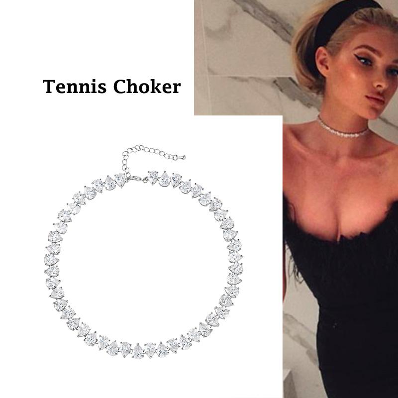 

WEIMANJINGDIAN New Arrival Pear Cut Cubic Zirconia CZ Crystal Shinning Tennis Choker Necklace for Women Jewelry Gifts