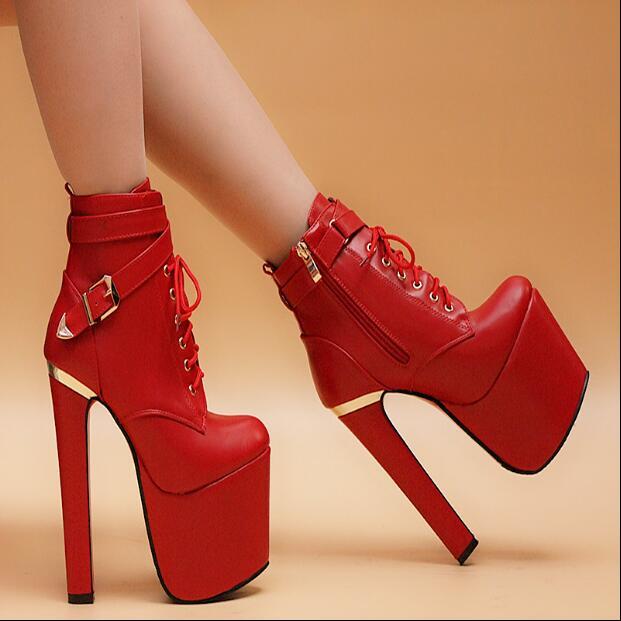 

2020 17cm High Heels Thick Shoes with Wild Ankle Martin Women's Boots B84h, Black