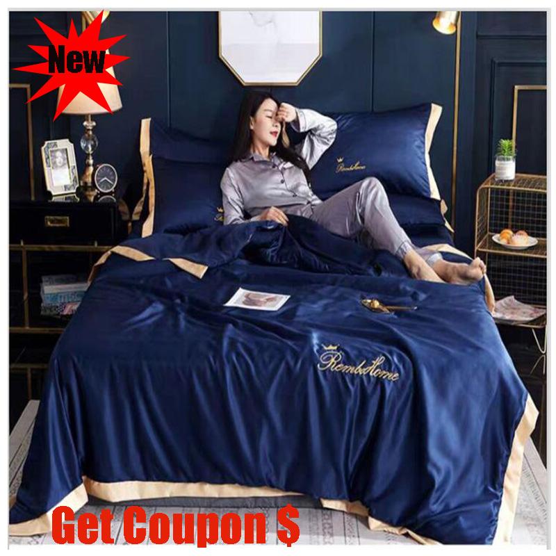 

Light extravagant washed silk summer quilt sets single pc air conditioner quilt 3 or 4pcs summer pillowcase bed sheet sets, Style 1