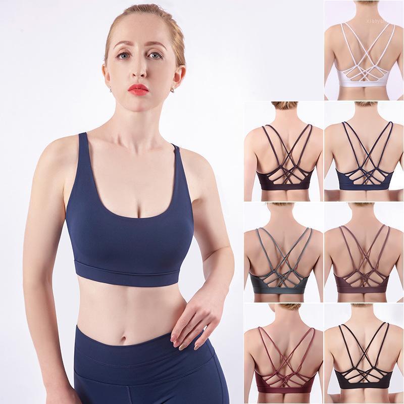 

New Style Sexy Beauty Back Yoga Bra Women -resistant Push up Breathable Fitness Bra Running without Steel Ring Sports Under1, Sports brassiere w985 reddish brown