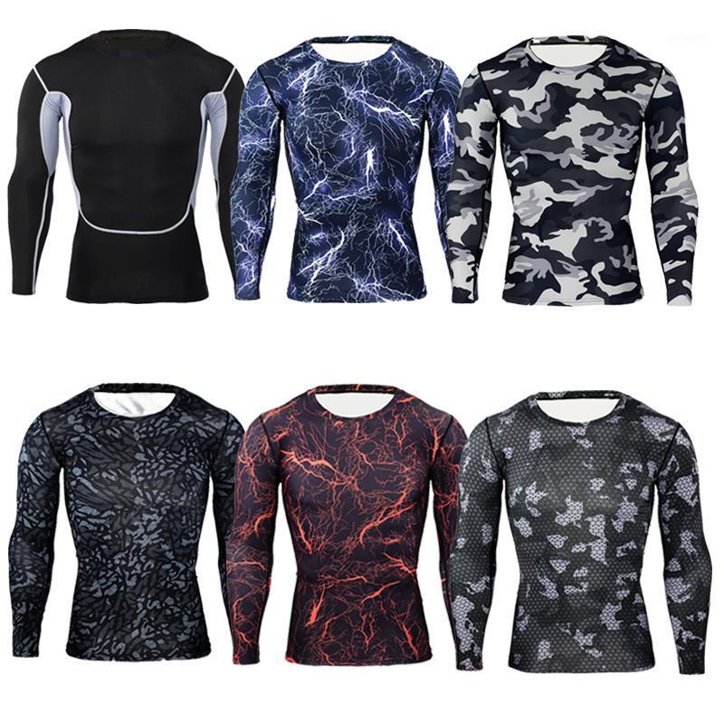 

Men' compression sports shirt long sleeve camouflage fitness 3D quick-drying men' running T-shirt gym workout clothing top1, Photo color