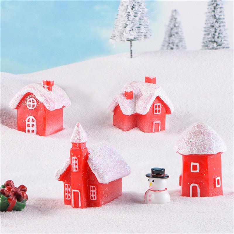 

Christmas Decorations Kawaii Snow House Decor Figurines Fairy Garden Miniatures Resin Craft Micro Landscape For Home