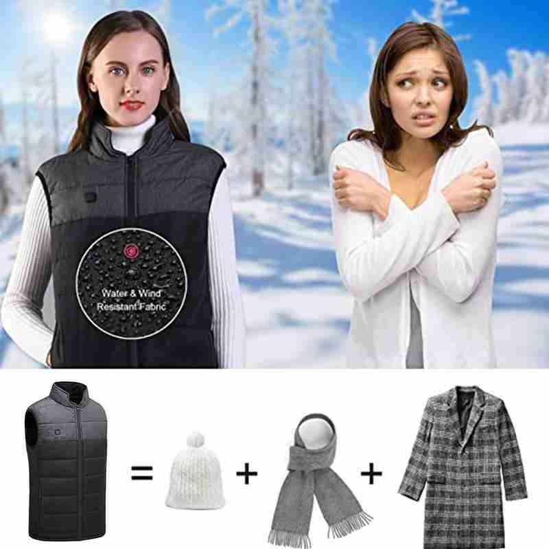 

1pcs Heating Vest Men Jacket Waistcoat Electric Heated Coat Unisex Outwear Fashion Cotton Design Winter Warm Down Outdoor, Grey