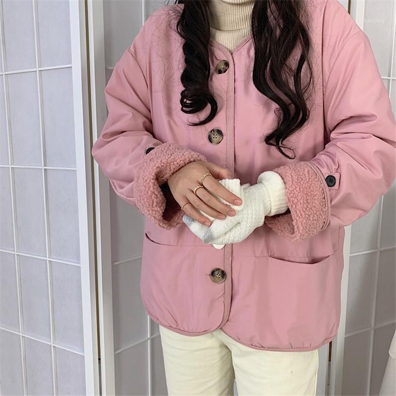 

Alien Kitty Warm Inside Faux Lamb Fur Coat Casual Thick Winter Parkas Women Two-wear Solid Ladies Jacket Coats Chamarra Mujer1, Pink