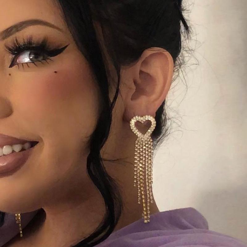 

Korean Charms Crystal Hollow Out Heart Dangle Earrings For Women Punk Y2K Harajuku Shiny Drop Earrings Jewelry E Girl Aesthetic