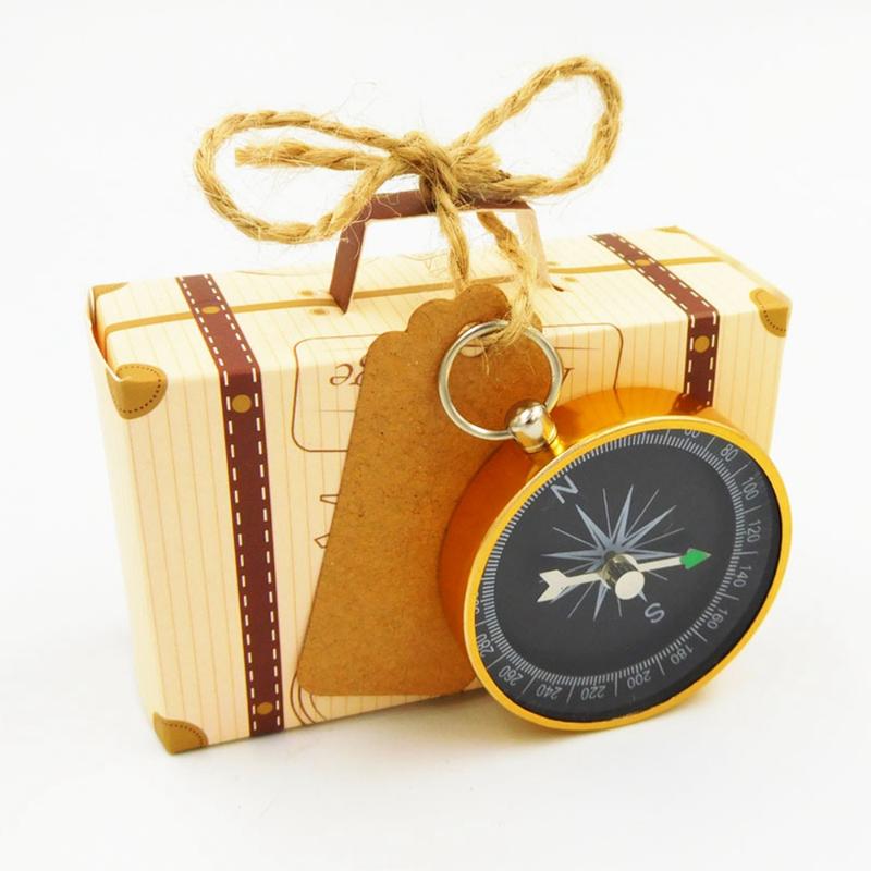 

Gift Box Wedding Favors and Gifts Candy Box with Travel Compass Souvenirs for Guests Party DIY Decoration Accessories
