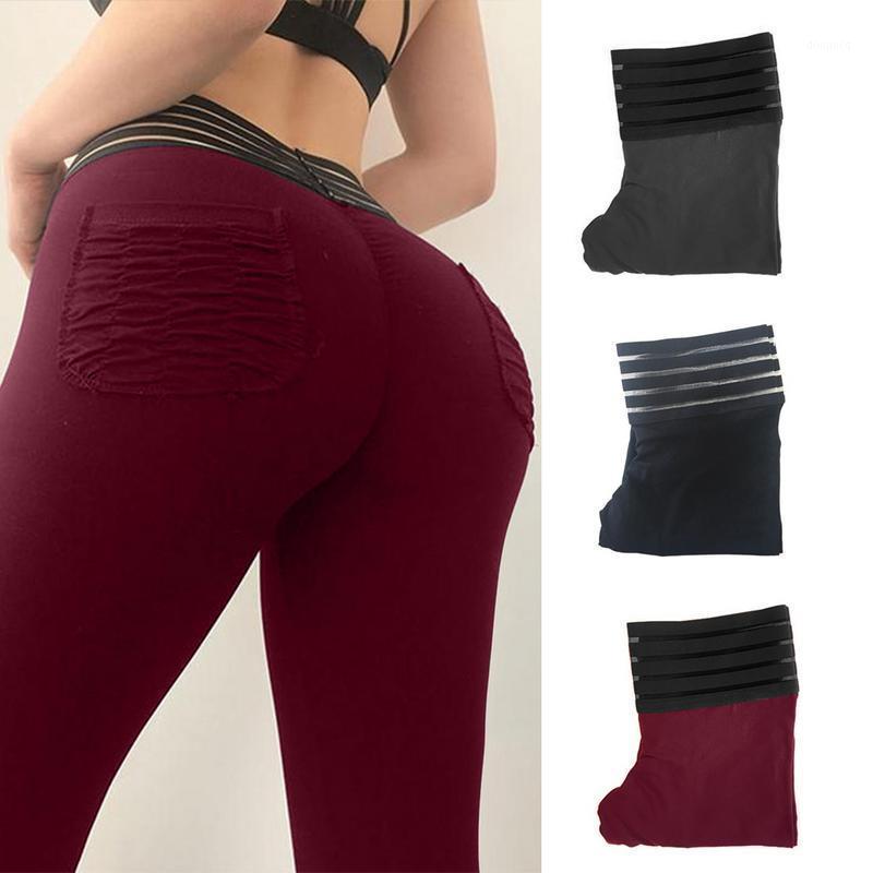 

Women Solid Color Hip Raising High-rise Waist Exercise Yoga Pants Fashion Push Up Leggings Women Workout Leggings Slim1, Black