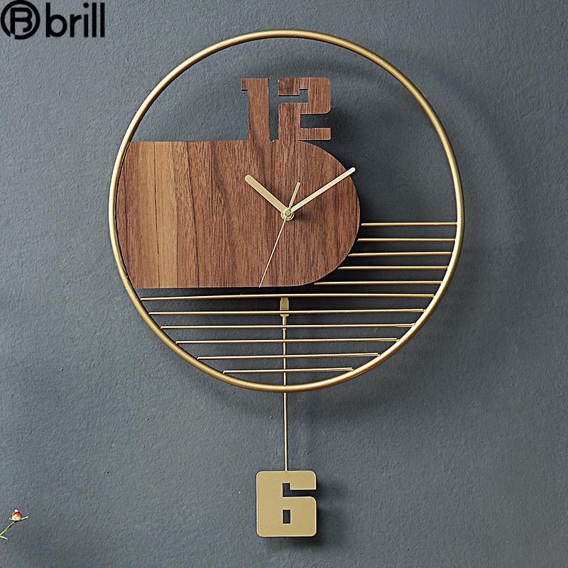 

Large Luxury Wall Clock 3d Modern Design Metal Wood Clocks Mechanism Living Room Silent Creative Home Decor Reloj Mural Pared 50
