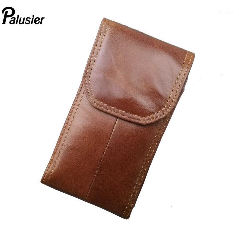 

Fashion Simple Design Genuine Leather Waist Pack Men Casual Oil Wax Cowhide Purse Cash Pocket Mobile Phone Pouch Belt Loop Hoop1, Brown