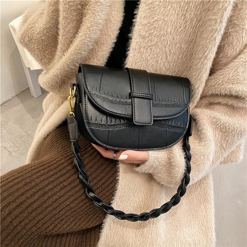 

2021 new women's bags Korean fashion texture PU simple ladies shoulder bag hand bags women purses and handbags, Black