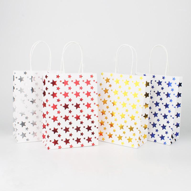 

3/6PCS Paper Bag Stand Up Colorful Star Bags Favor Open Top Gift Packing Paper Treat Gift Bag Candy Wedding Dragee Packaging1