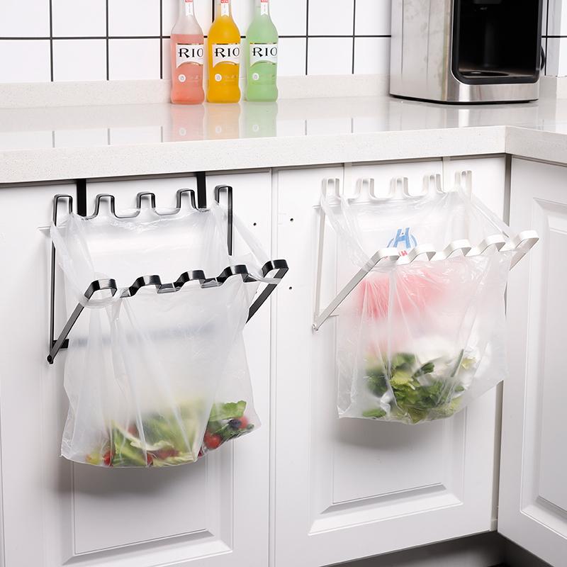 

050 Multi-function Iron art cupboard door type folding kitchen garbage bag hanger storage rack 25*22cm
