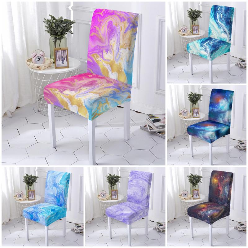 

Marble Print Chair Slipcovers for Dining Room Spandex Stretch Chair Cover Modern Removable Cover for Banquet Wedding