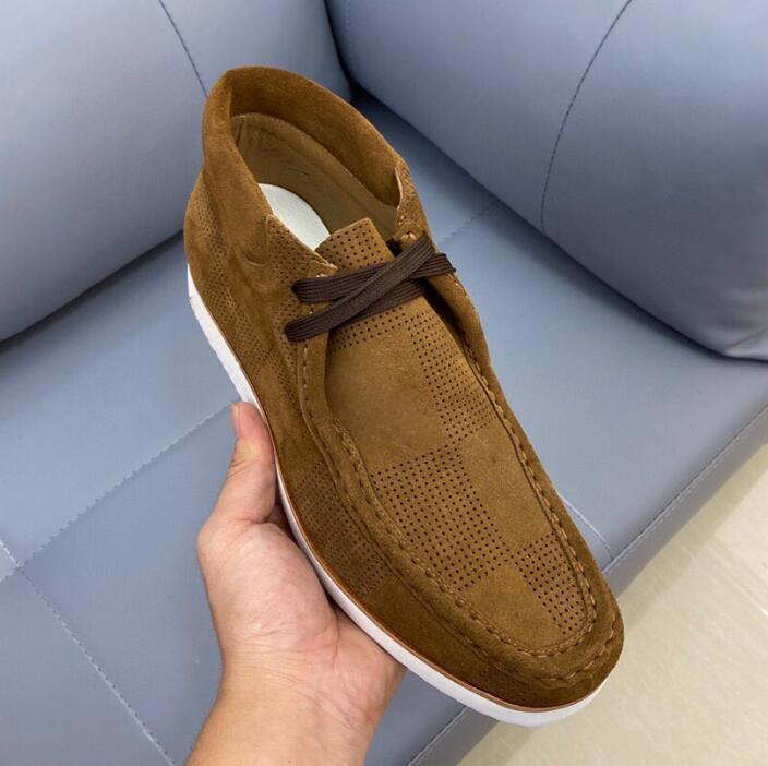 

Top Quality Real leather Mens casual Boots shoes Lace-up plaid luxury designer Open Walk Short Boot Brown Black 39-45
