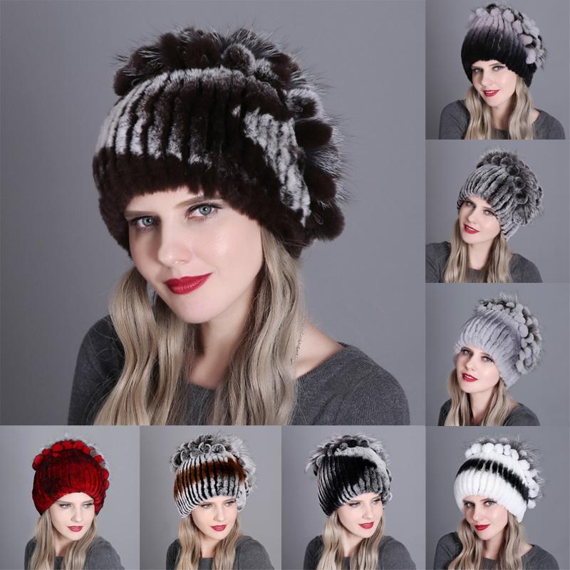 

Women Fur Hat For Winter Natural Rex Fur Cap Female Headgear Brand New Fashion Lady Warm Headwear Beanies Cap