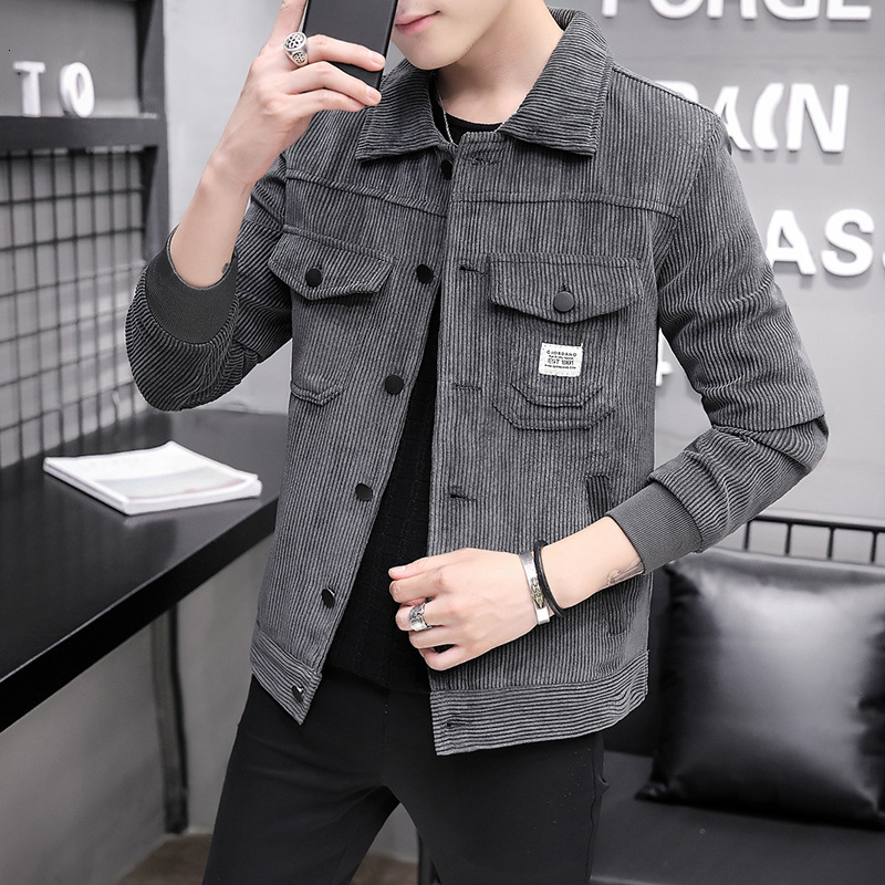 

2021 New Jacket Men Overcoat Casual Cotton Turn-down Collar Long Sleeve Denim Jackets for Man Retro Clothes Ehmc, Beige