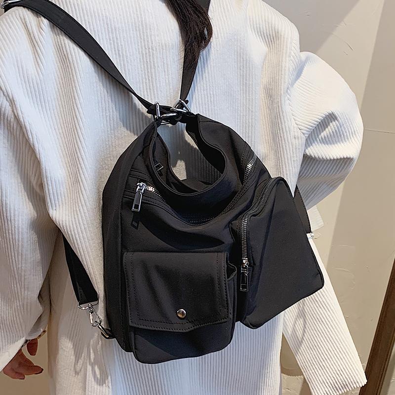 

Fashion Brand Retro Korean Large-capacity Handbags 2021 New Fashion Japanese Canvas Shoulder Bag Wild Messenger Bag Dual-use, Black