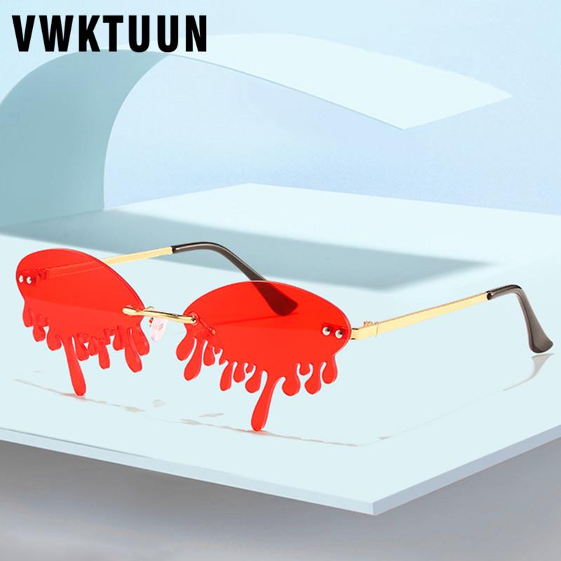 

Sunglasses VWKTUUN Rimless Woman Colorful Tears Shaped Glasses UV400 Driving Driver Shades Women Sexy Sun