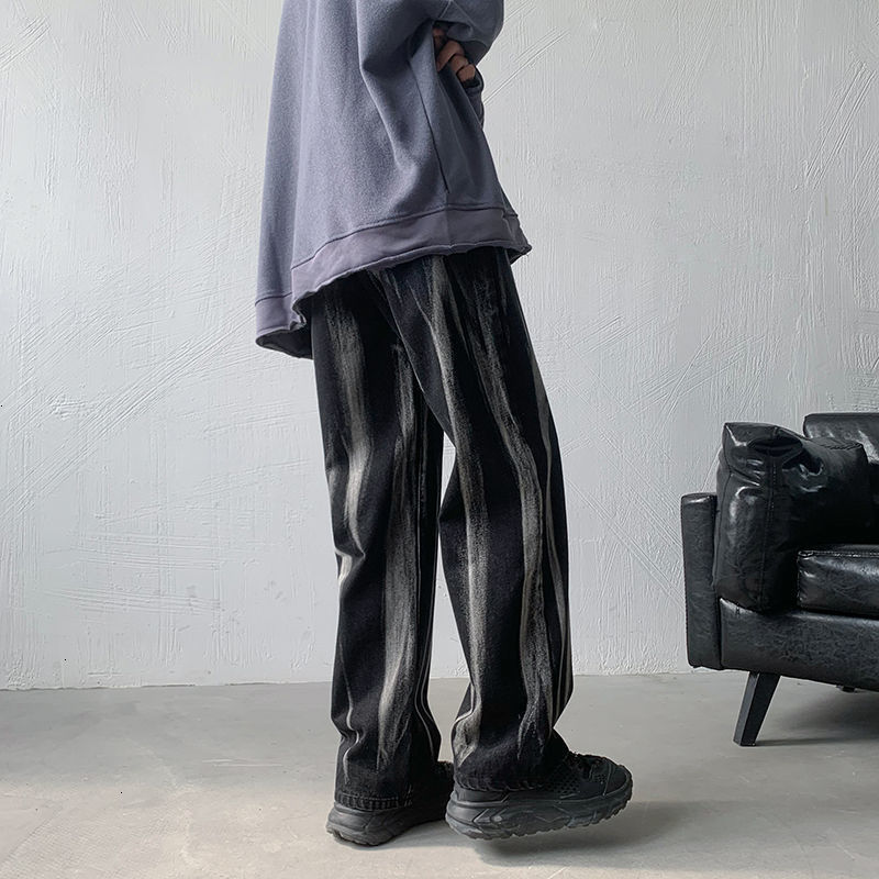 

2021 New Men' Casual Oversize Woman Hip Hop Loose Straight Jeans Korean Streetwear Male Denim Pants Clothing Fashion D3y0, Black