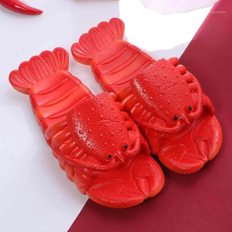 

Unisex Beach Slippers Women Large Size 32-45 Family Funny Lobster Slippers Girl Summer Shoes 2020 Runway Shoes Women's Slides1, Green