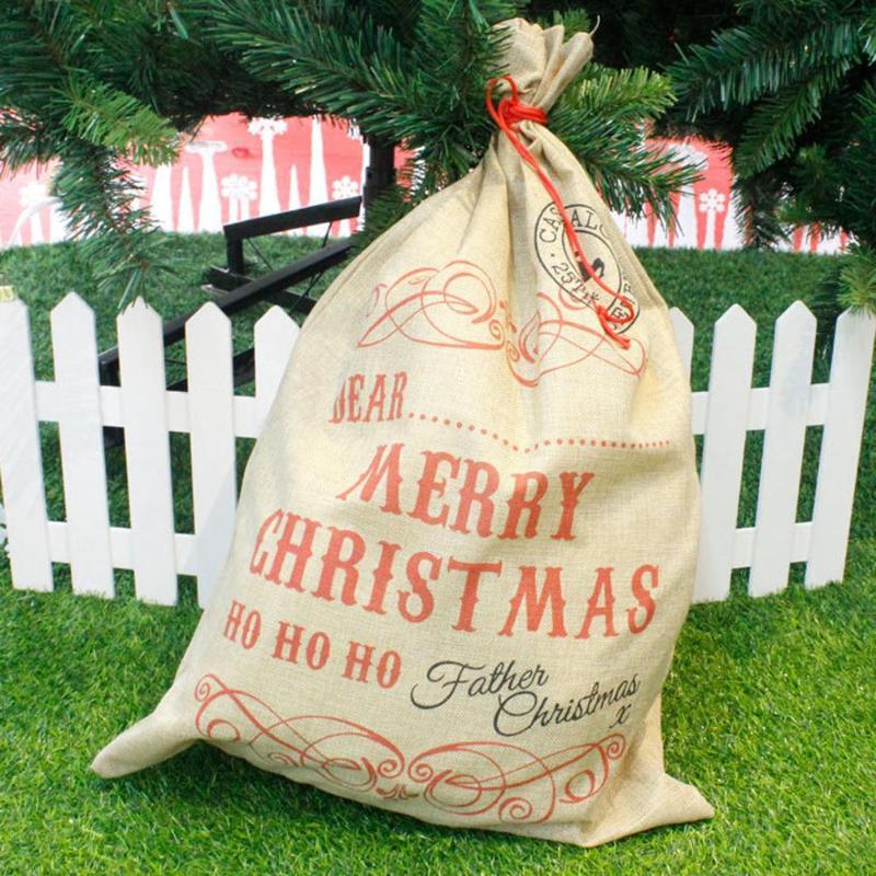 

Big Christmas Santa Sacks Vintage Gifts Bag Letters Print Santa Sacks Navidad Stocking Bags Xmas Christmas Decoration