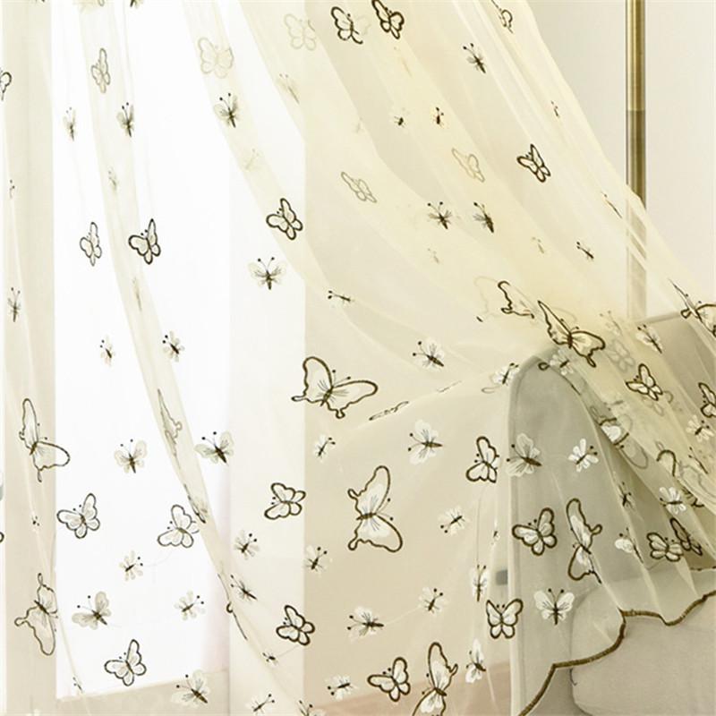 

Embroidered white butterfly Curtains for living room bedroom window curtain sheer drapes home decor, Tulle