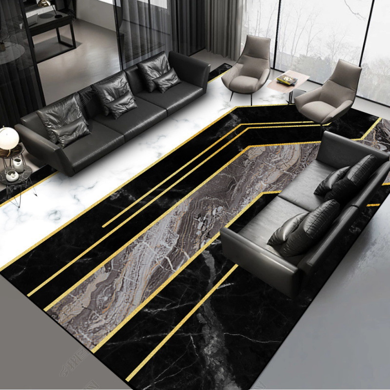 

Black white gray gold Marble pattern carpet custom made 2.6m width floor mat plush printing rug for living room bedroom mat 200925