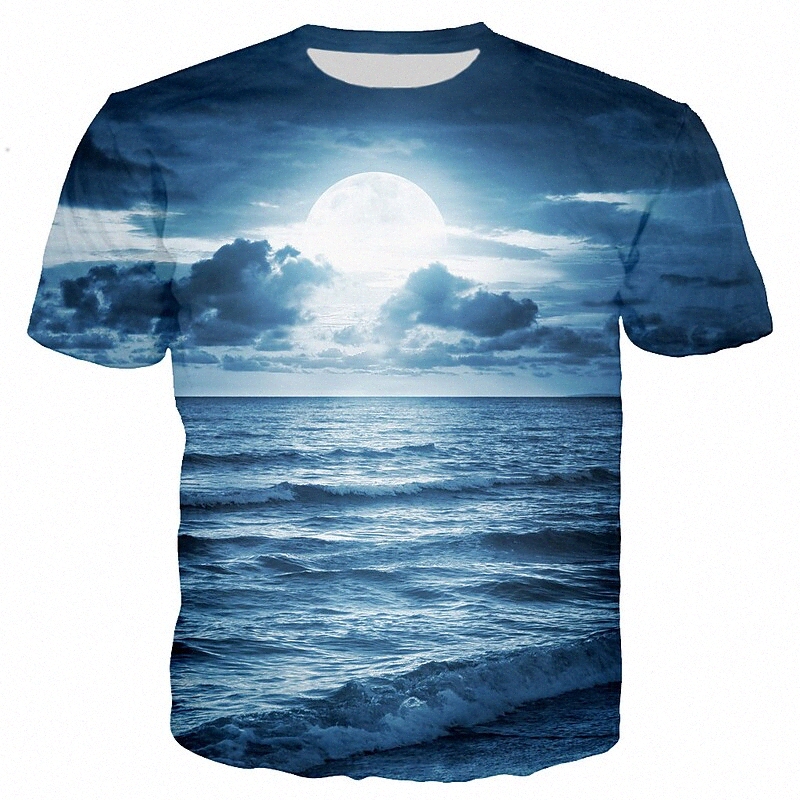 Men's T shirt Shirt 3D Print Holiday Round Neck Short Sleeve Tops White Purple khaki / Summer W3VR#