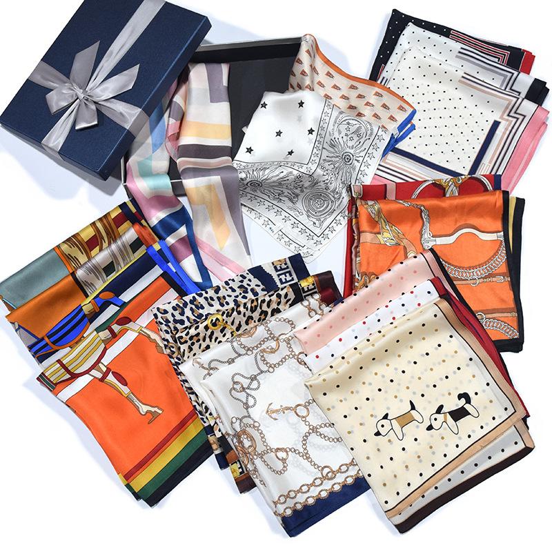 

50CM silk small square scarf female polka dot leopard print scarf fashion 100% mulberry silk head women