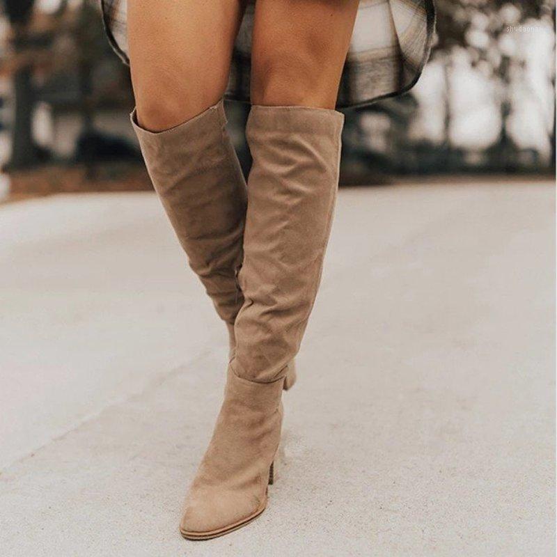 

women knee high boots high heels shoes woman vintage suede autumn warm fashion shoe chaussures femme zapatos mujer sapato NH0861, Black