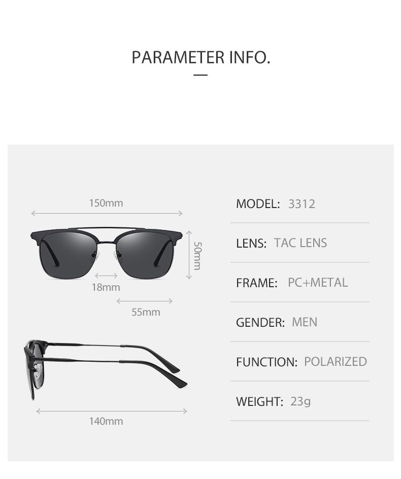 

New Polarizing Sunglasses European and American Fashion Men's Sunglasses Trend Large Frame Double Beam Metal