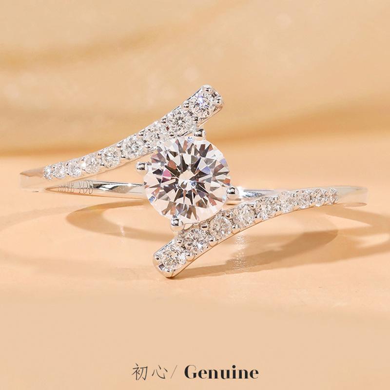 

Wedding Rings Style Imitation S925 Pure Silver Mozambique Stone Ring, Heart 2 Carats Super-shining Diamond Ring Girl