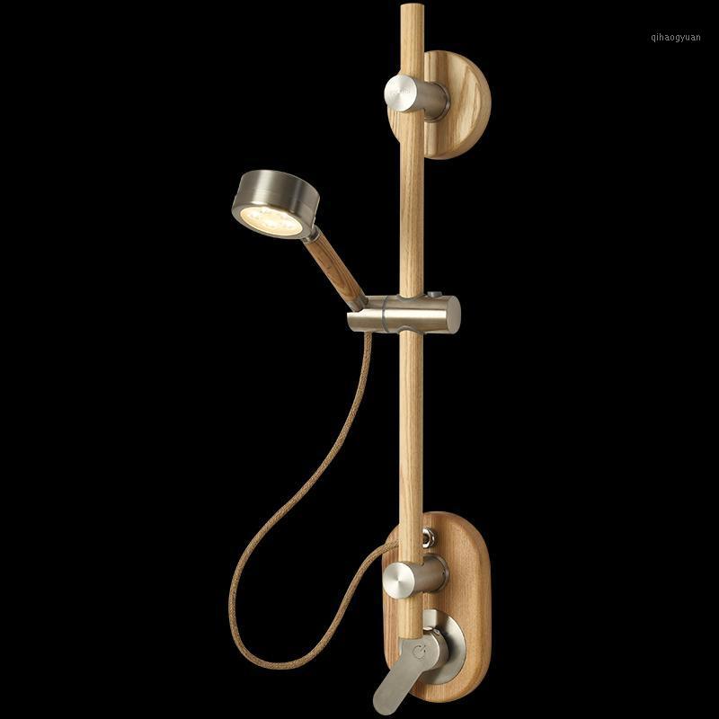 

Creative LED wall lamp Nordic wood metal bedroom bedside lamp decor lighting living room sofa study touch reading mx61014501