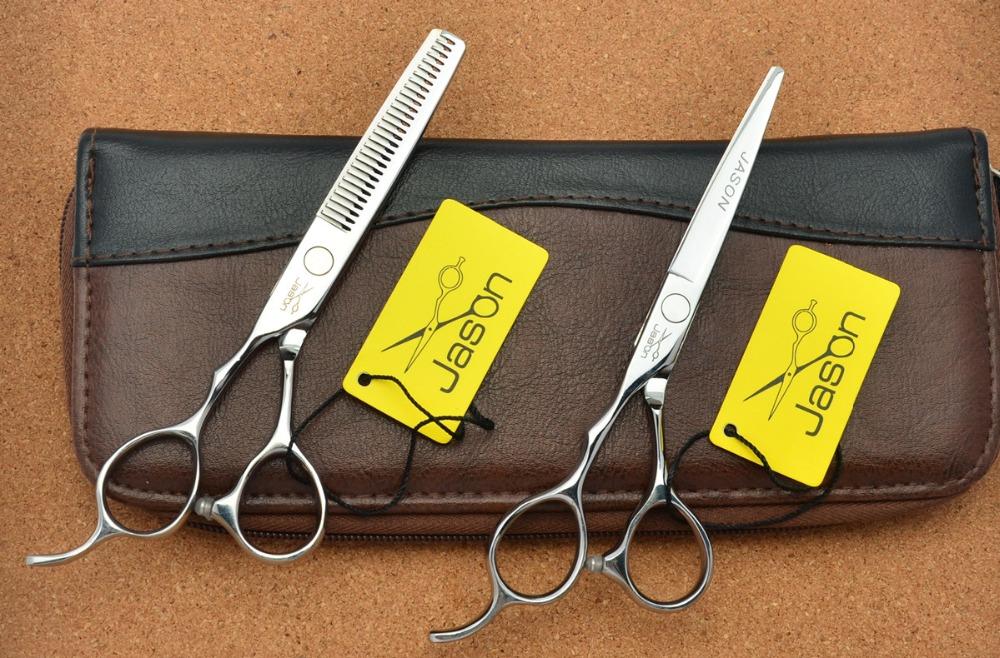

317# 5.5'' Left Hand Brand Jason Factory Price Hairdressing Scissors 440C Barbers Cutting Scissors Thinning Shears Hair
