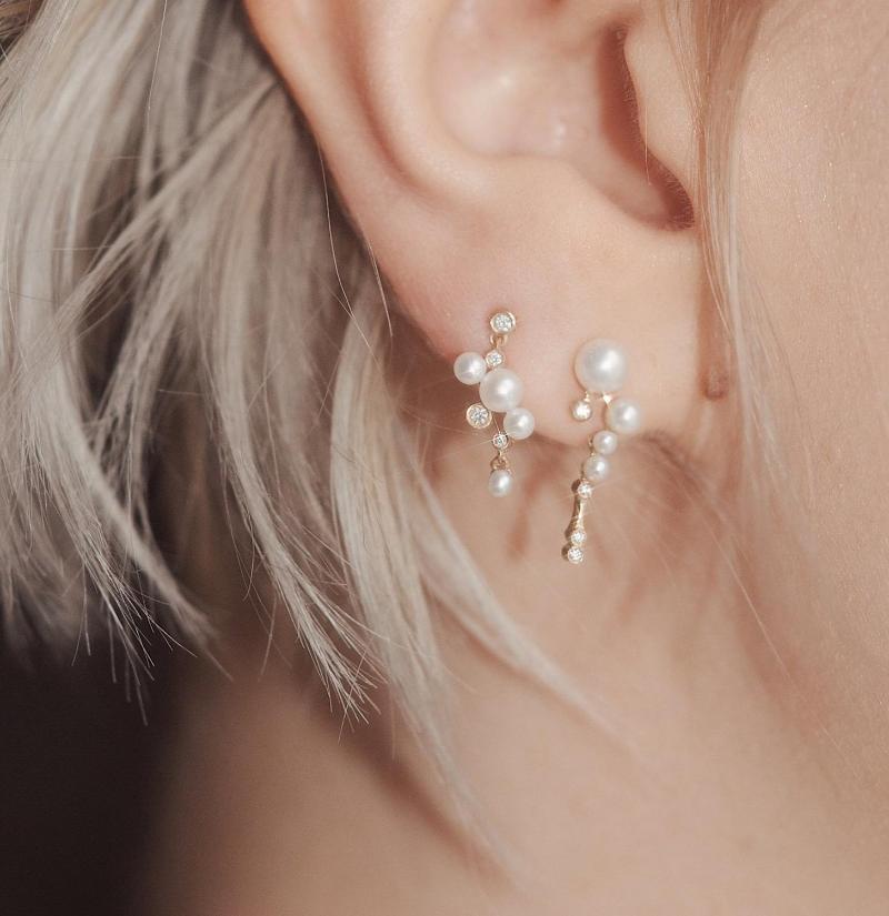 

2020 Gold two colors white Freshwater pearl CZ beads long Tassels Dangle Earrings for Women Feminine charm fashion jewelry