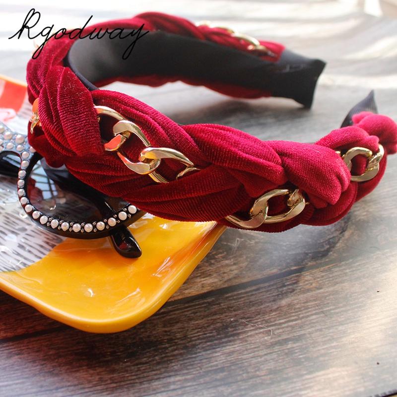 

New Arrival Velvet Metal Chain Hairbands For Women Headband Bezel Hair Accessories Hair Hoop for Women