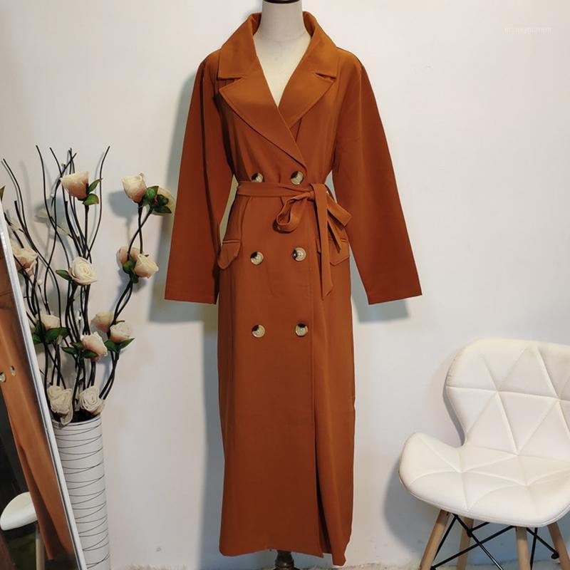 

Siskakia X long Winter Women 2020 Warm Double breasted Trench Coat Suit collar Ins influencer Hot sell Overcoat Winter1, Black trench coat