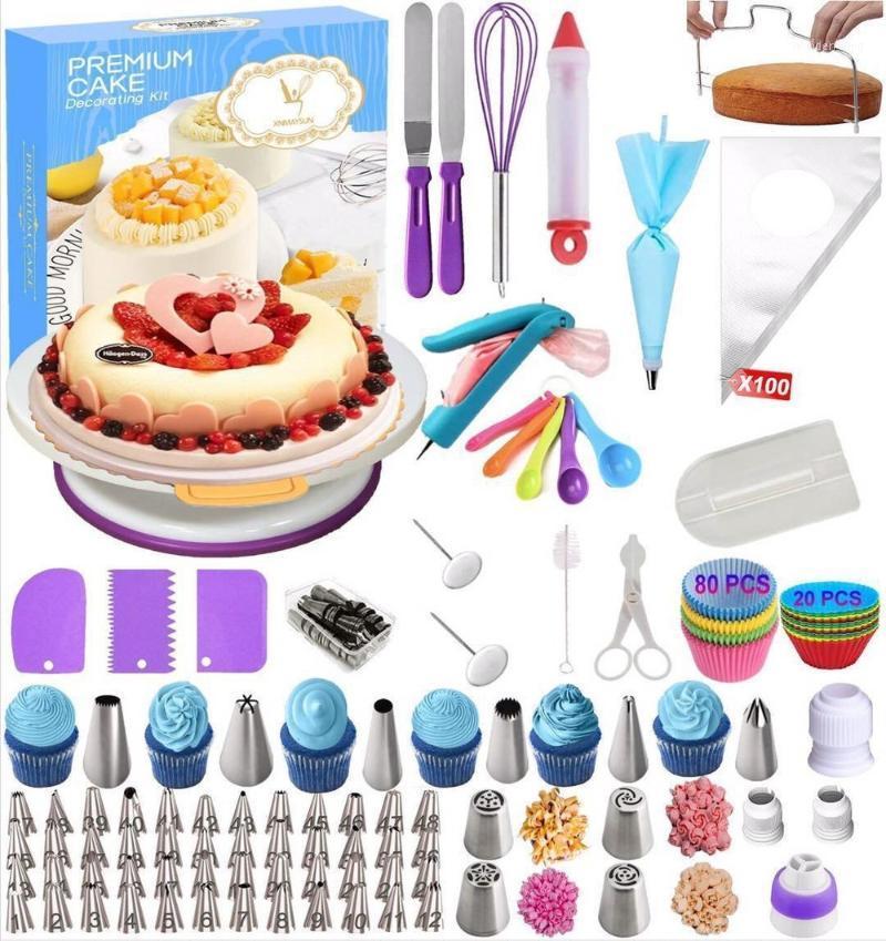 

285 Piece Set Cake Decorating Tools Cake Turntable Pastry Tools Accessories Russian Nozzle Pocket A Sleeve Pastry Professional1