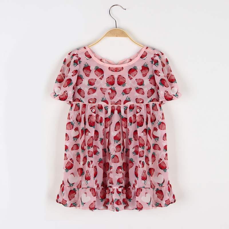 

Girls Princess Dress 2020 New Summer Kids Stawberry Print Dresses Fashion Casual Outfit Sweet Children Vestidos 2 7Y1, Ah585 pink