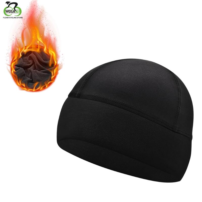 

WOSAWE Cycling Cap Men Woman Winter Outdoor Running Skiing Fishing Fleece Warm Bandana Hat MTB Bike Helmet Liner Sports Headwear, Bl334-b