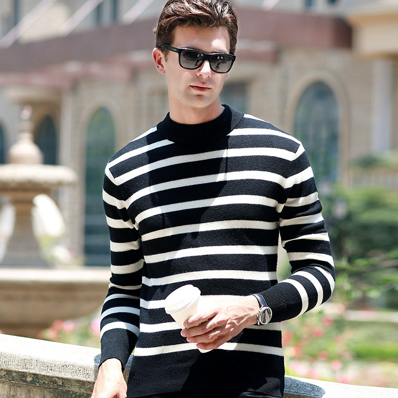 

2020 Brand New Winter Wool Men's Sweater T Shirt Round Collar Thickening Warm for Male Long Sleeve Sweater Tops T, Black