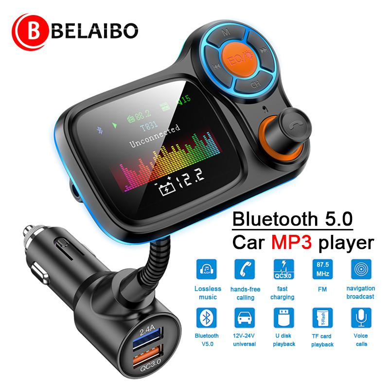 

Wireless Bluetooth Car FM Transmitter MP3 Player 1.8inch Color Screen AUX 3.5mm 3.0A High Current Output Fast Charge Hands-Free