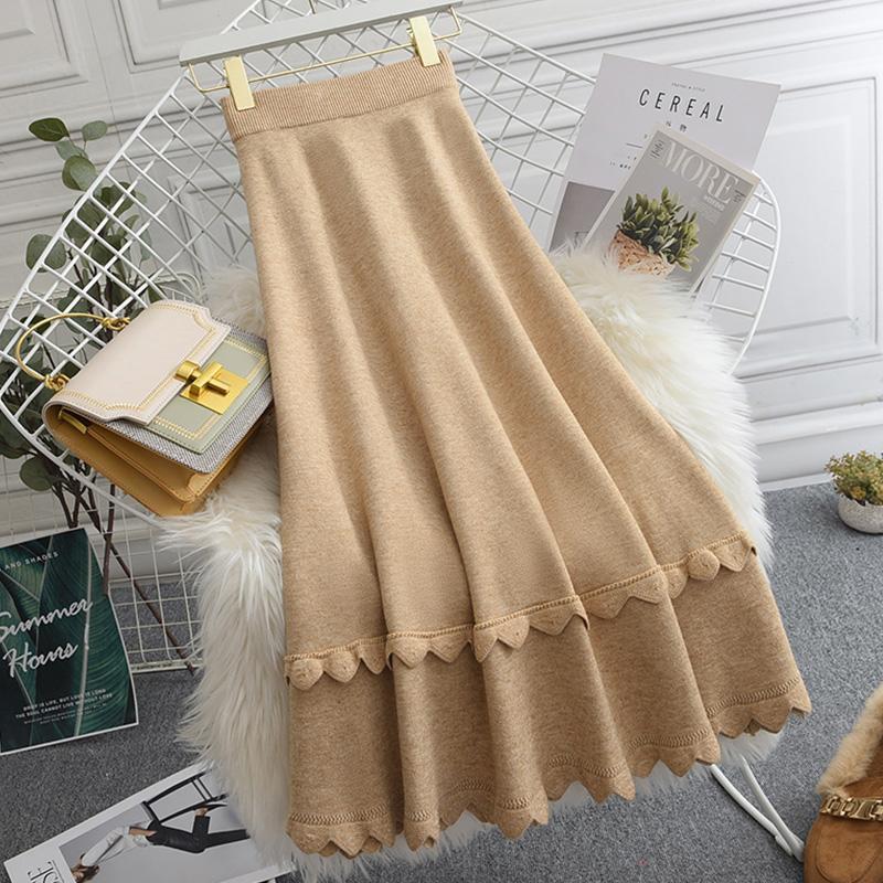 

2021 New spring solid long, female elastic skirts high RN4X, Heise