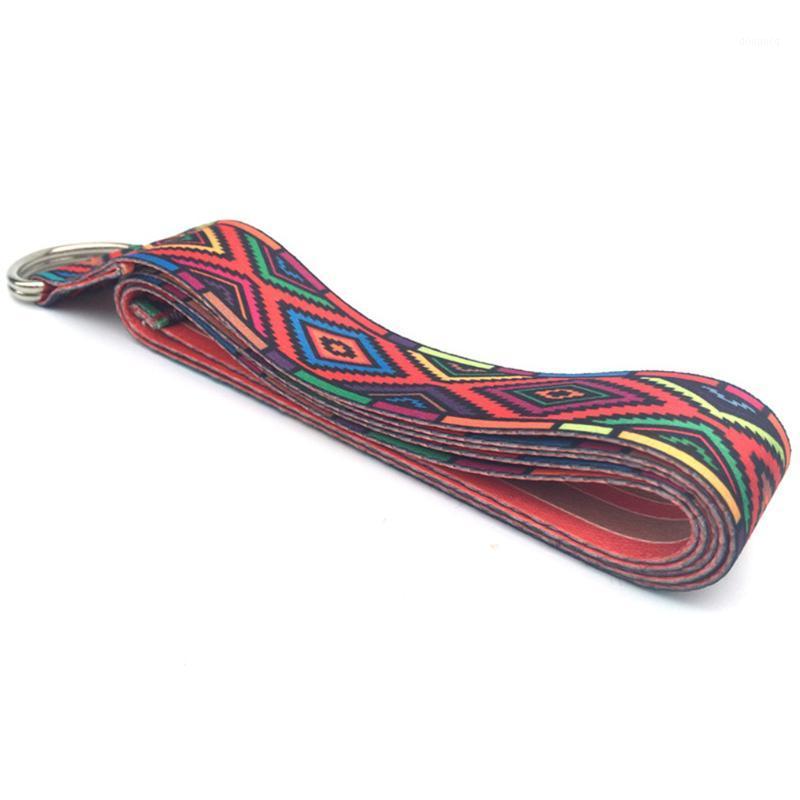 

Color Pattern Stretchy Yoga Band Durable Cotton Exercise Strap Adjustable D-Ring Buckle Gives Flexibility For Yoga Red1, Red