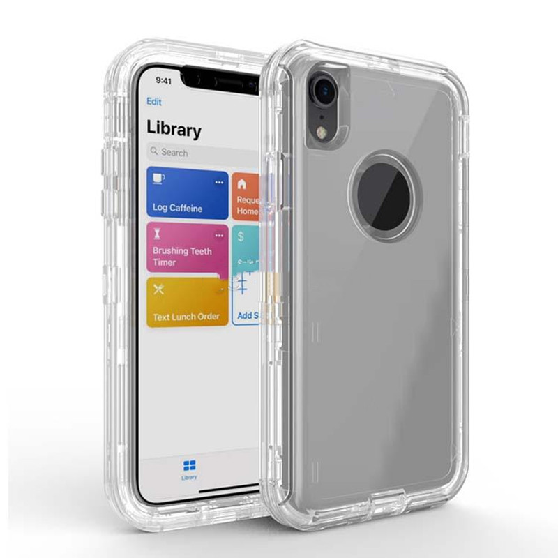 

Transparent Heavy Duty Defender Case Shock Absorption Crystal Clear For Iphone 12 11 pro XS Max XR 8 Plus Samsung Note 9 S10 No Clip OPP Bag