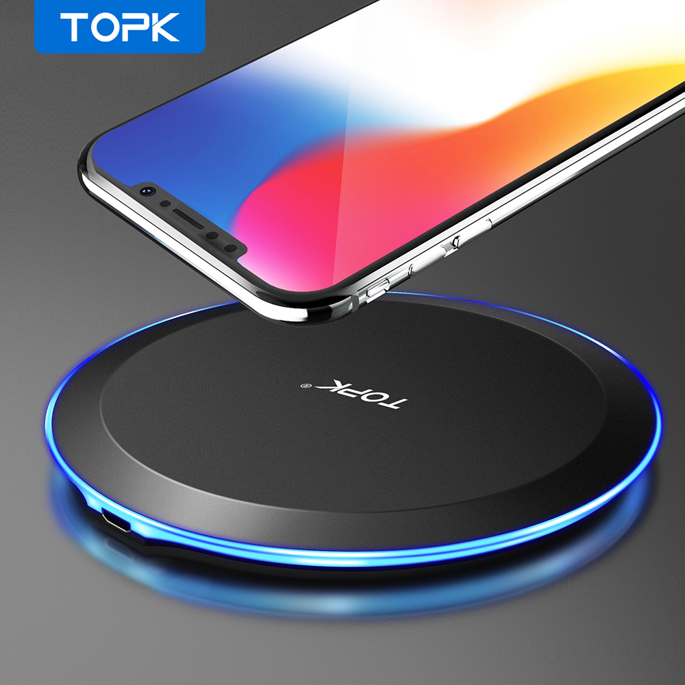 

TOPK B46W 10W Wireless Charger Adapter 5V 2A USB Charging Pad For iPhnoe X XS MAX XR Fast Charging For Samsung S8 S9 S10 Plus FY7508