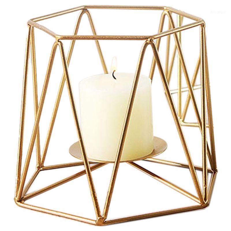 

Nordic Geometric Wrought Iron Candlestick Golden Minimalist Moroccan Candlestick Bedroom Table Decorations Props Gold1