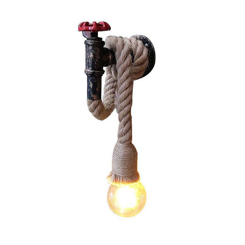 

Retro loft vintage wall lamp light stair corridor aisle bedroom living room light restauran cafe rope lamp wall sconce bra