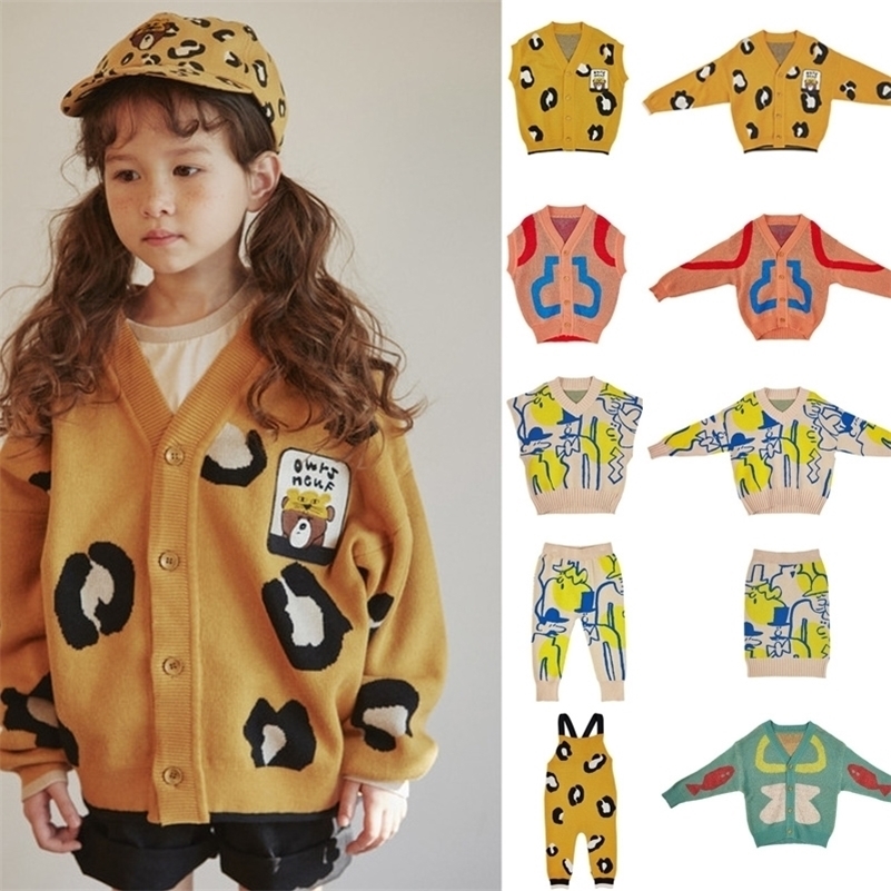 

Kids Autumn Sweaters Limt Brand New Winter Boys Girls Fashion Print Knit Cardigan Baby Child Cotton Outwear Clothes 201109, Red